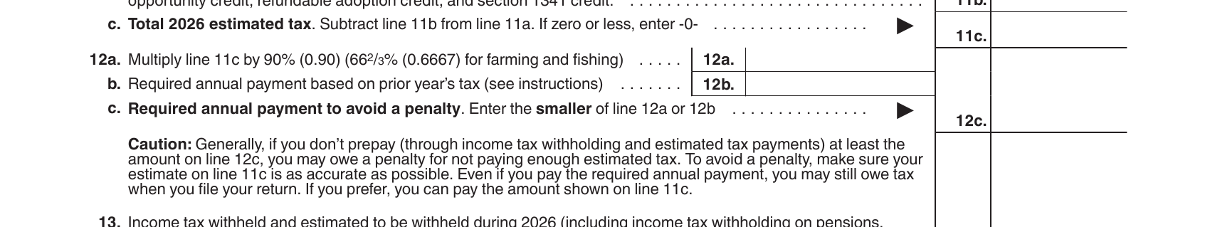 Worksheet 2-1 zoomed on lines 12a–12c. The 110% substitution text on line 12b's instruction highlighted